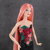 Coral Blush Nylon Doll Hair