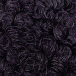 Close-up of Dark Embrace deep purple curly nylon doll hair by Shimmer Locks showing tight, defined ringlets. Great for rerooting Monster High and Barbie dolls.