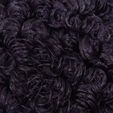 Close-up of Dark Embrace deep purple curly nylon doll hair by Shimmer Locks showing tight, defined ringlets. Great for rerooting Monster High and Barbie dolls.