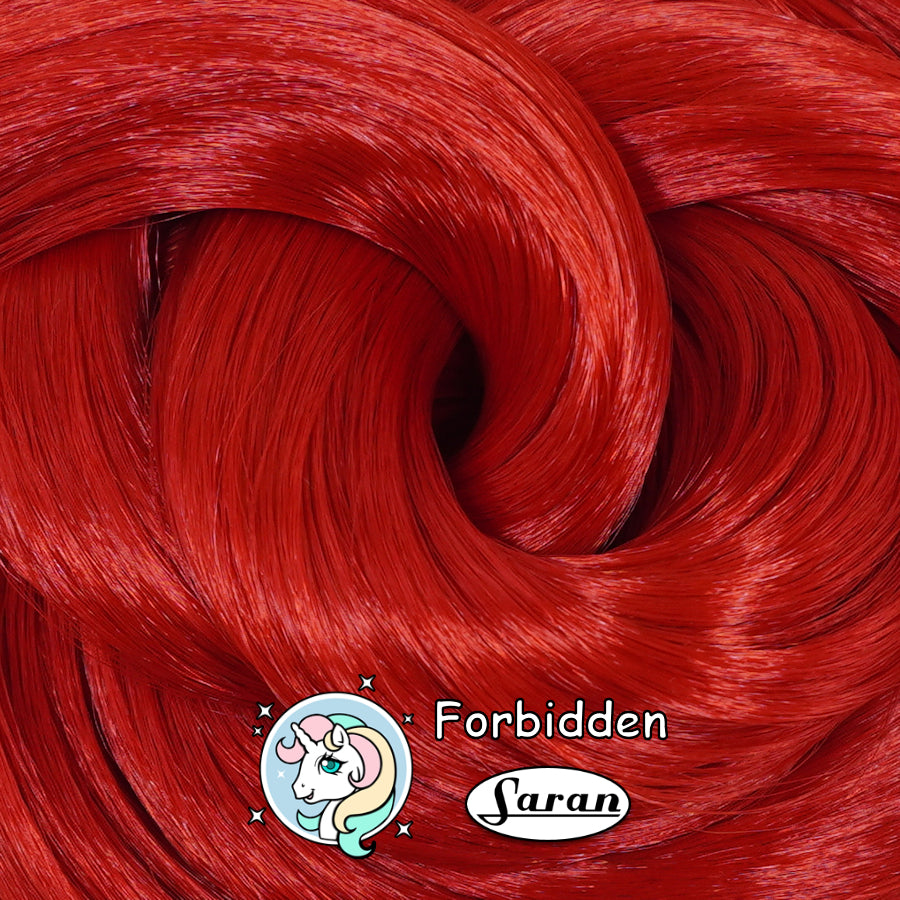 Forbidden Red vibrant vintage crimson saran doll hair hank for rerooting
