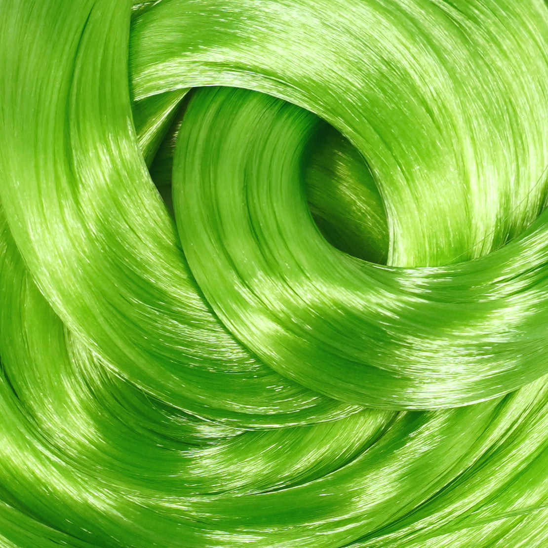 Funhouse Green nylon doll hair by Shimmer Locks. Bright neon lime green fiber and closest match for the Monster High Skullector Killer Klowns doll.