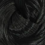 Nightmare Black Nylon doll hair by Shimmer Locks. Deep high-shine black fiber for Monster High, Rainbow High, and Bratz reroots. High-grade professional nylon for sleek straight styles and traditional cold-water set curls.