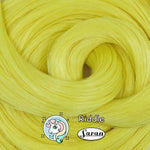 Riddle discontinued lemon-lime saran doll hair hank with orange lowlight for rerooting
